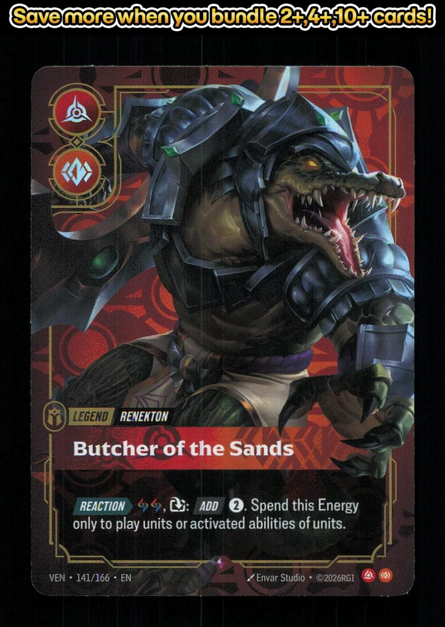 🎴 Renekton - Butcher of the Sands 141/166 Rare Foil Vendetta NM 🎨 Studio