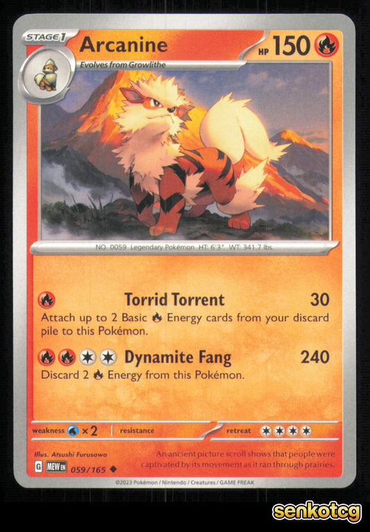 🎴 Arcanine 059/165 151 NM 🎨 Furusawa