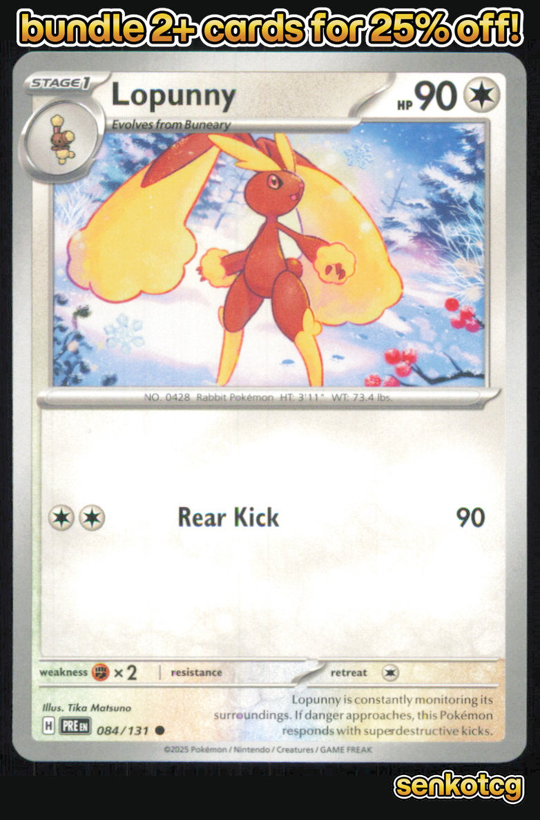 🎴 Lopunny 084/131 Common Prismatic Evolutions NM 🎨 Matsuno