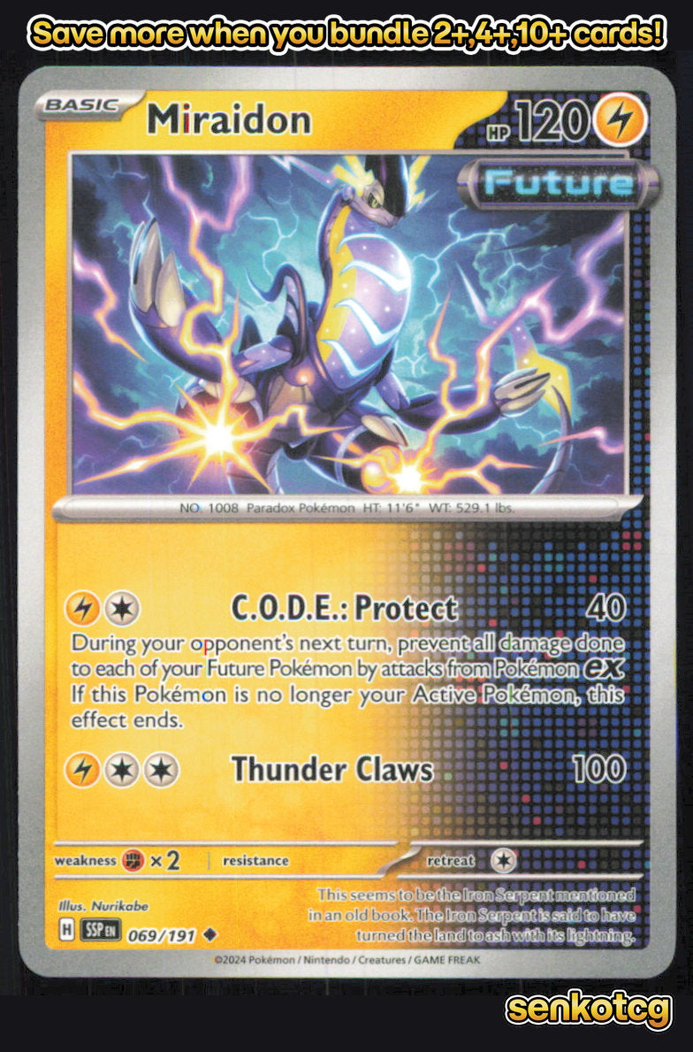 🎴 Miraidon 069/191 Uncommon Surging Sparks NM 🎨 Nurikabe
