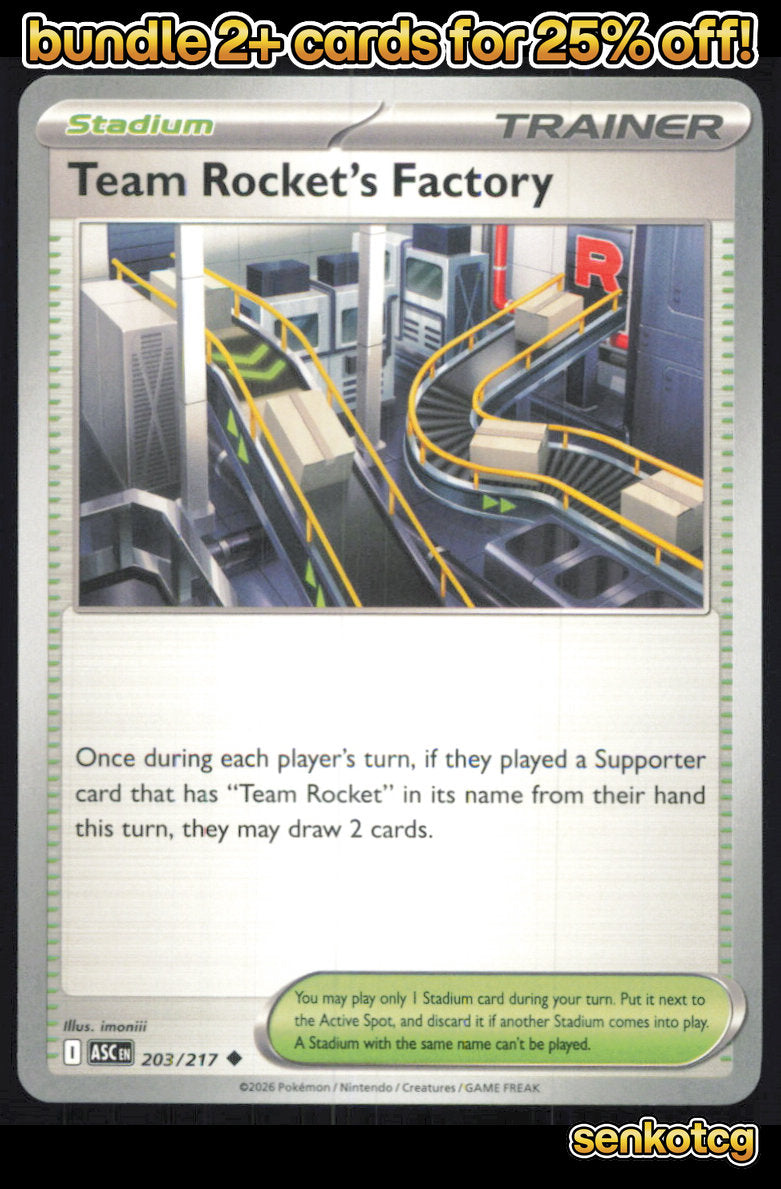 🎴 Team Rocket's Factory 203/217 Uncommon ASC Ascended Heroes NM
