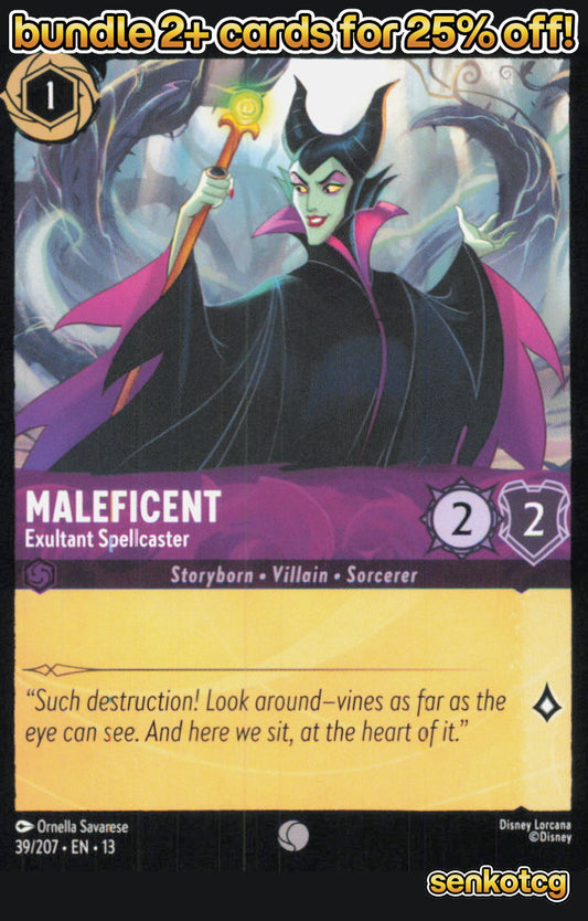🎴 Maleficent - Exultant Spellcaster 39/204 Common Attack of the Vine! NM