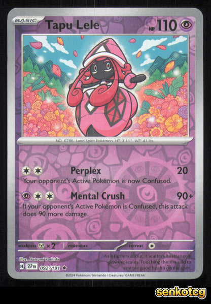 🎴 Tapu Lele 092/191 Reverse Holo Surging Sparks NM 🎨 Yoshida