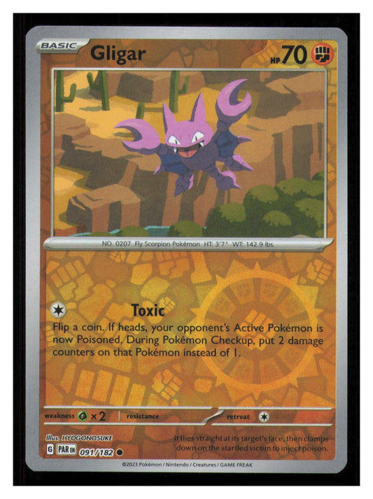 🎴 Gligar 091/182 Reverse Holo Paradox Rift Pokemon NM