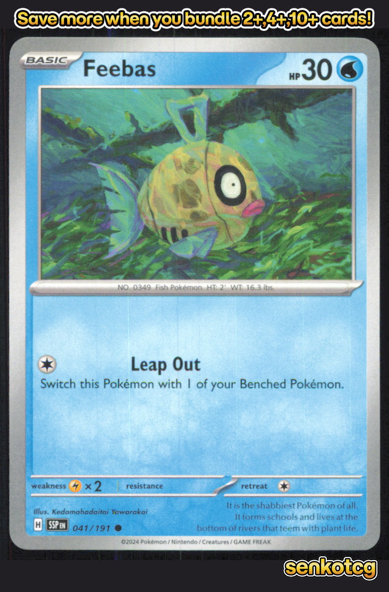 🎴 Feebas 041/191 Common Surging Sparks NM 🎨 Yawarakai