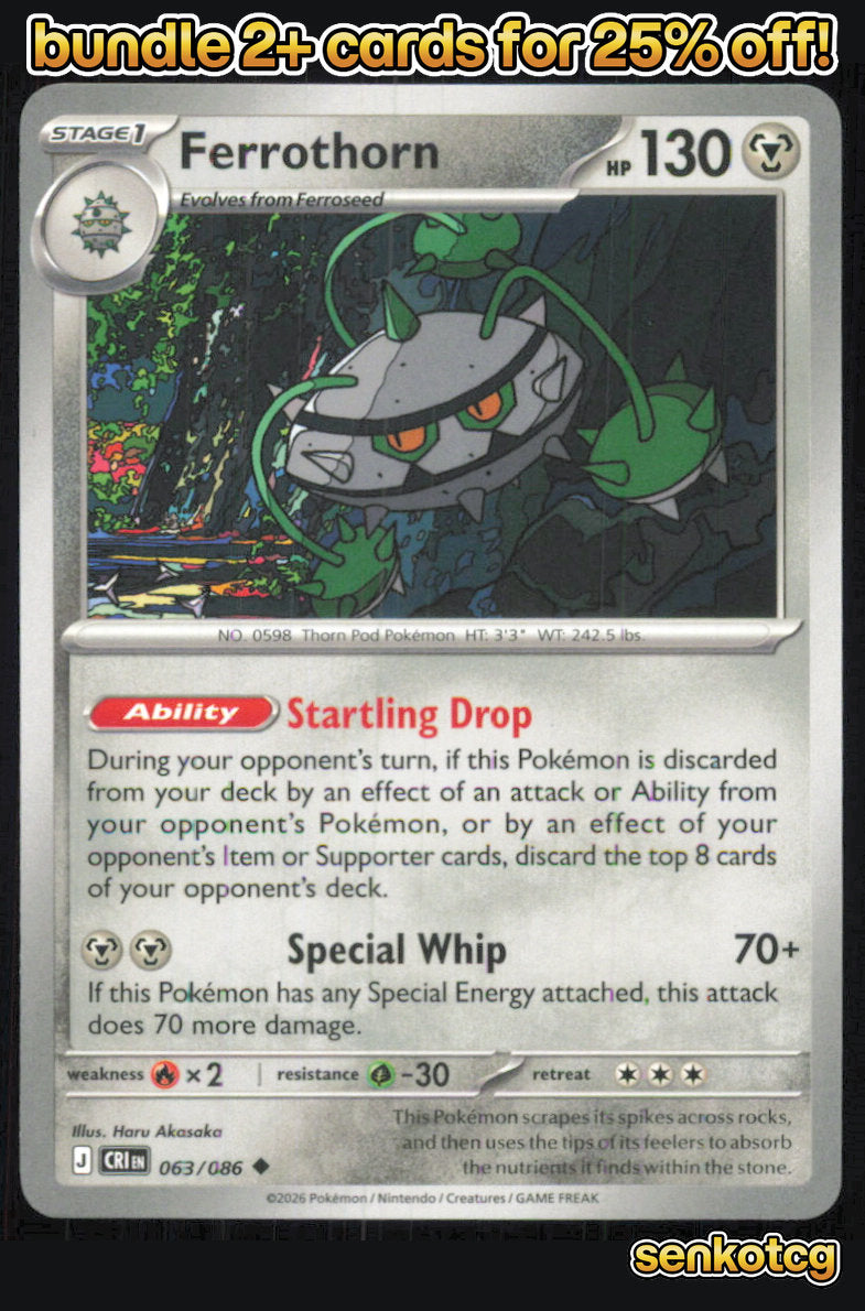 🎴 Ferrothorn 063/086 Uncommon Chaos Rising NM 🎨 Akasaka