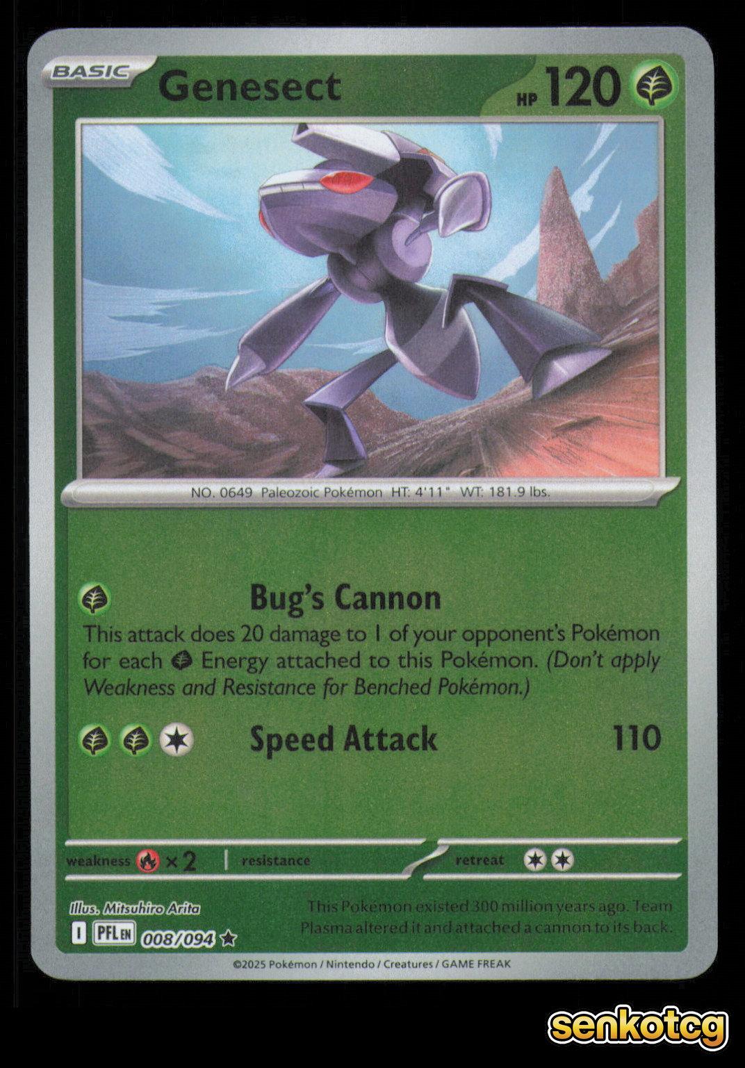 🎴 Genesect 008/094 Reverse Holo Phantasmal Flames NM 🎨 Arita