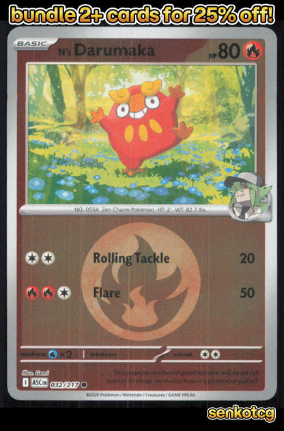 🎴 N's Darumaka (Energy Symbol) 032/217 Reverse Holo ASC Ascended Heroes NM