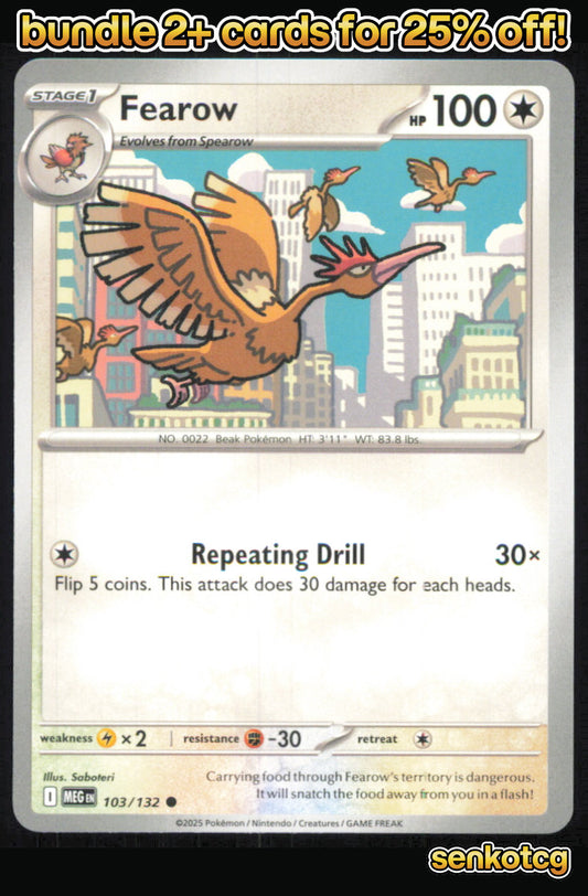 🎴 Fearow 103/132 Common Mega Evolution NM