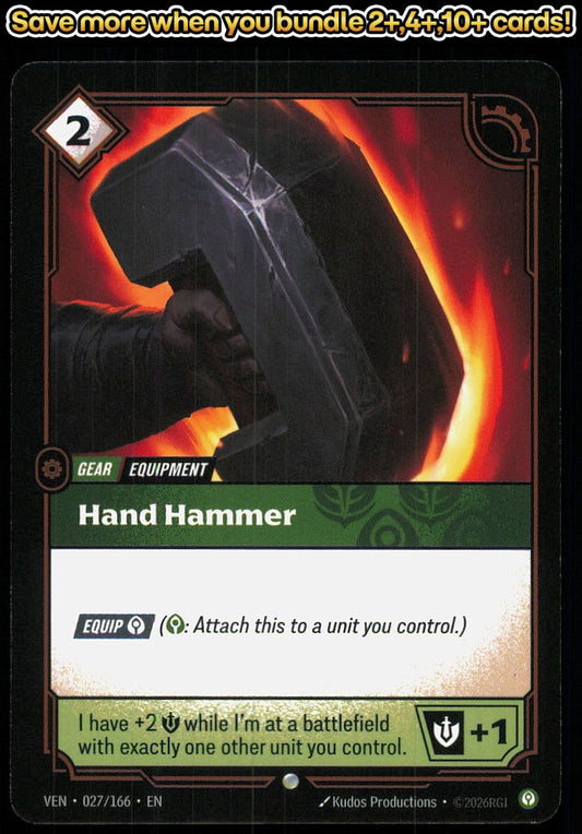 🎴 Hand Hammer 027/166 Common Vendetta NM 🎨 Productions