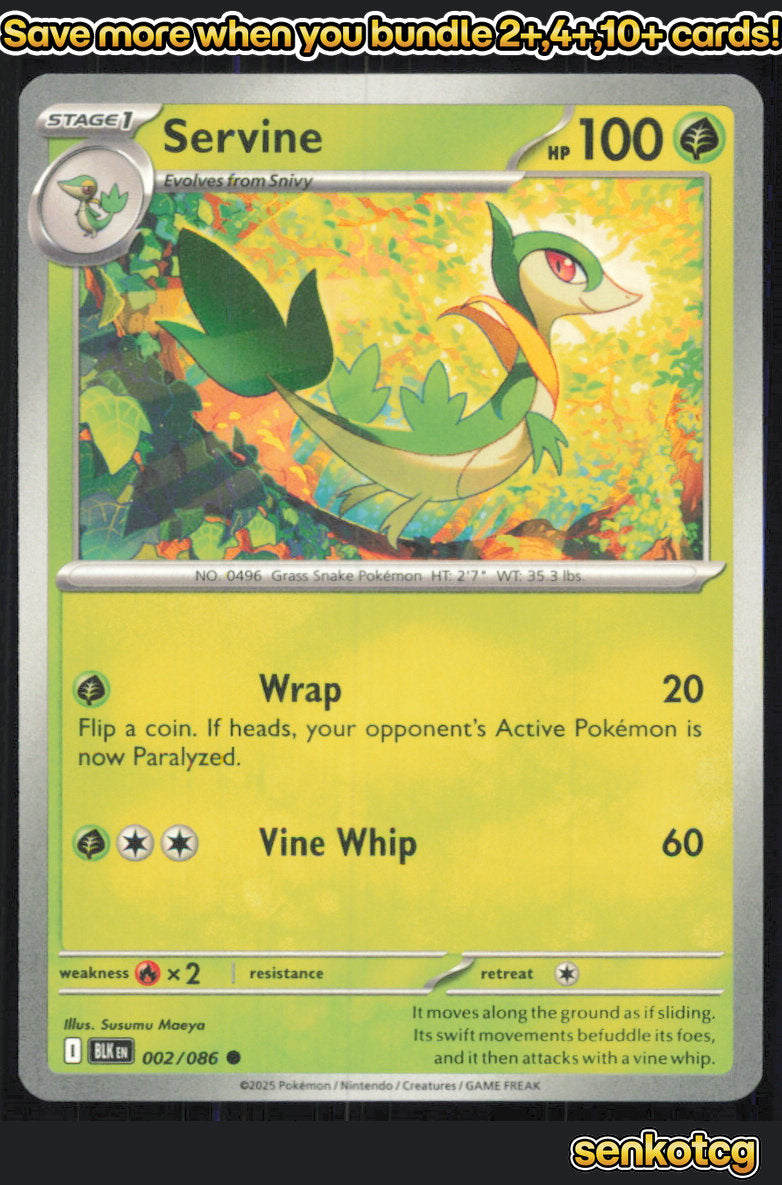 🎴 Servine 002/086 Common Black Bolt NM 🎨 Maeya