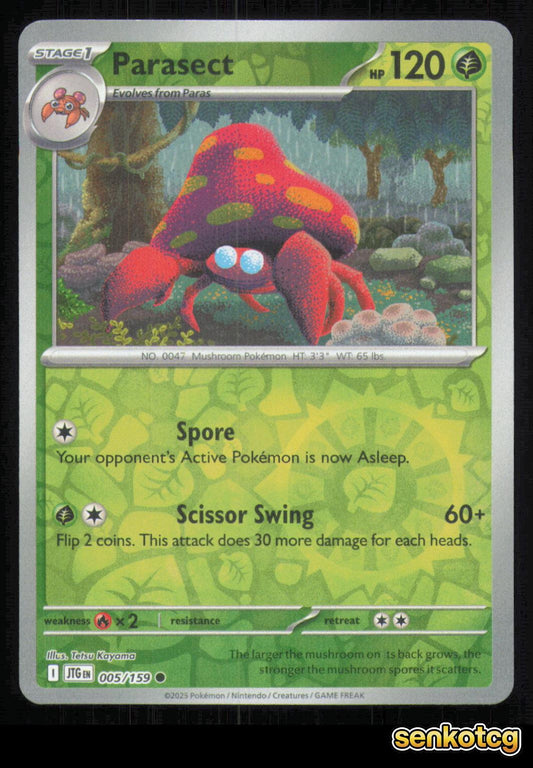 🎴 Parasect 005/159 Reverse Holo Journey Together NM 🎨 Kayama