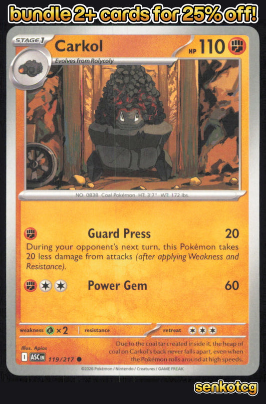 🎴 Carkol 119/217 Common Ascended Heroes NM 🎨