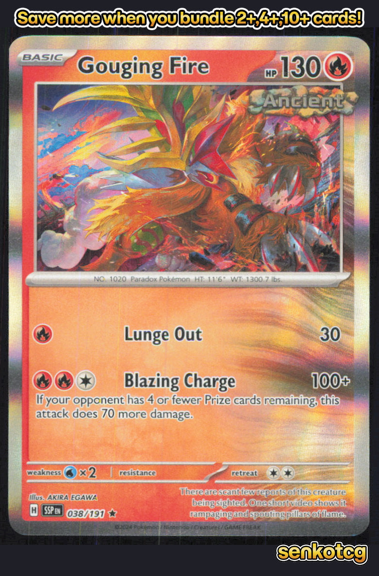 🎴 Gouging Fire 038/191 Rare Holo Surging Sparks NM 🎨 EGAWA