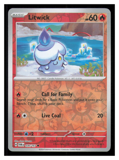 🎴 Litwick 036/167 Reverse Holo Twilight Masquerade NM 🎨 Tsuruta