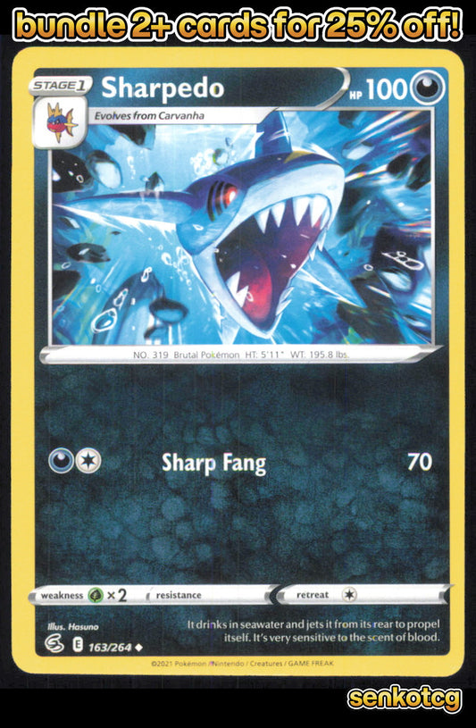 🎴 Sharpedo 163/264 Uncommon Fusion Strike NM