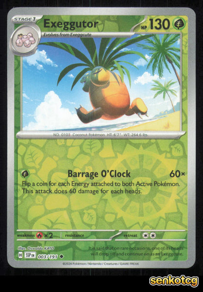 🎴 Exeggutor 003/191 Reverse Holo Surging Sparks NM 🎨 KATO