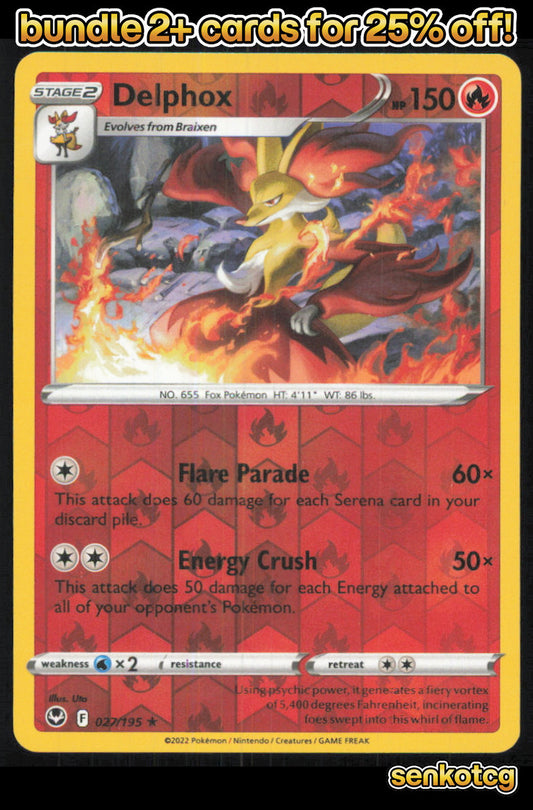 🎴 Delphox 027/195 Rare Silver Tempest NM