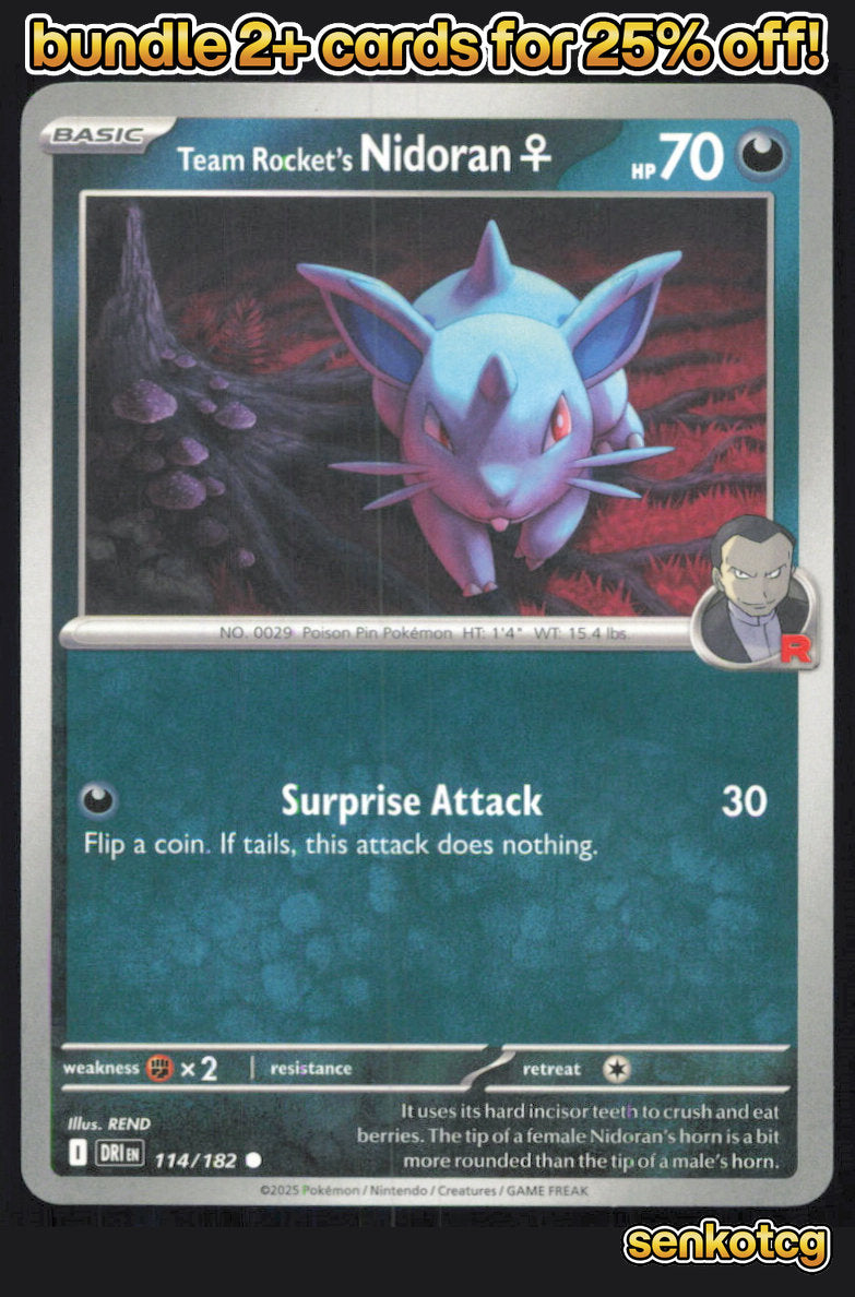 🎴 Team Rocket's NidoranF 114/182 Common Destined Rivals NM