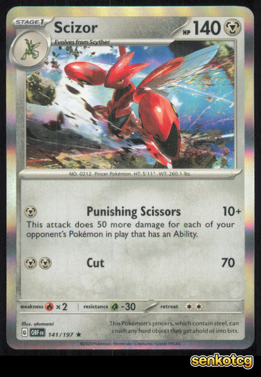 🎴 Scizor 141/197 Rare Holo Obsidian Flames NM