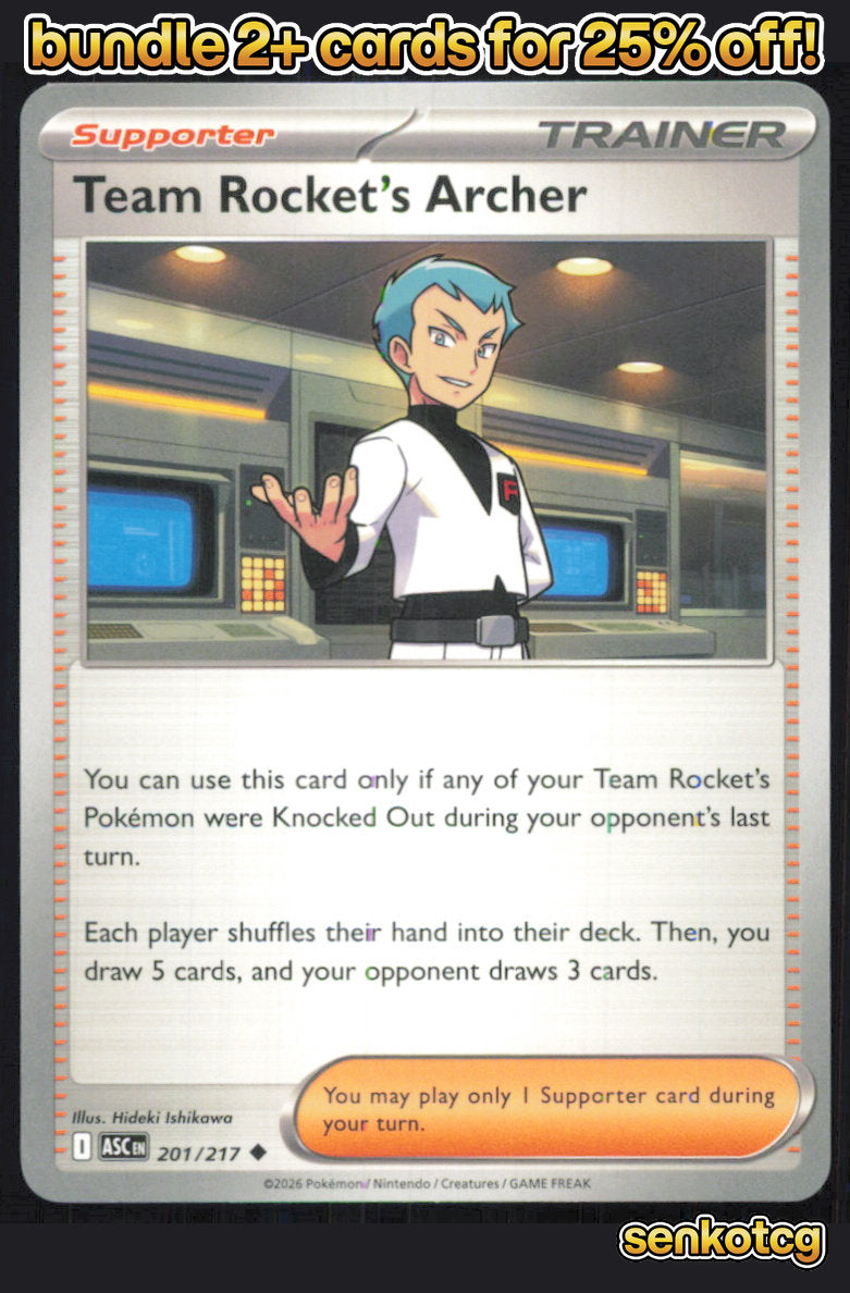 🎴 Team Rocket's Archer 201/217 Uncommon Ascended Heroes NM