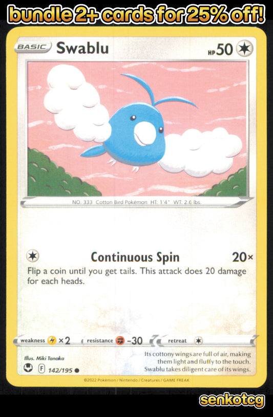 🎴 Swablu 142/195 Common Silver Tempest NM