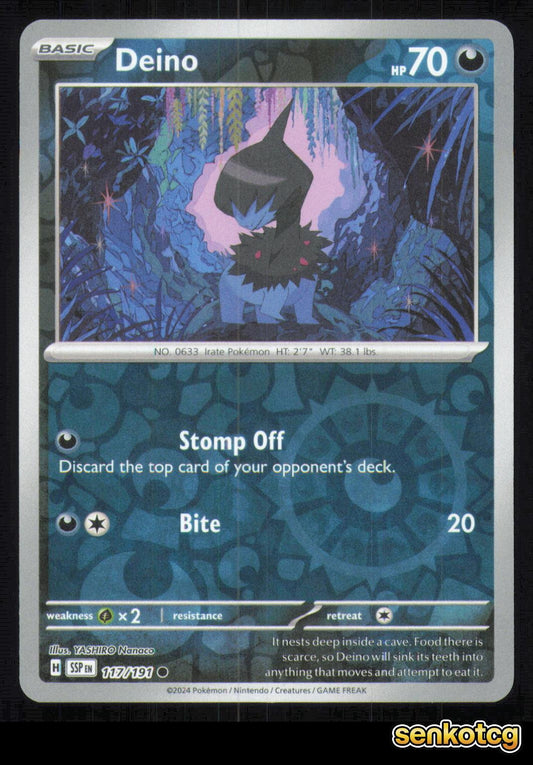 🎴 Deino 117/191 Reverse Holo Surging Sparks NM 🎨 Nanaco