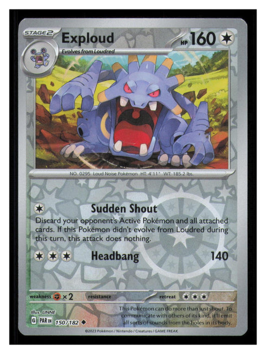 🎴 Exploud 150/182 Reverse Holo Paradox Rift Pokemon NM