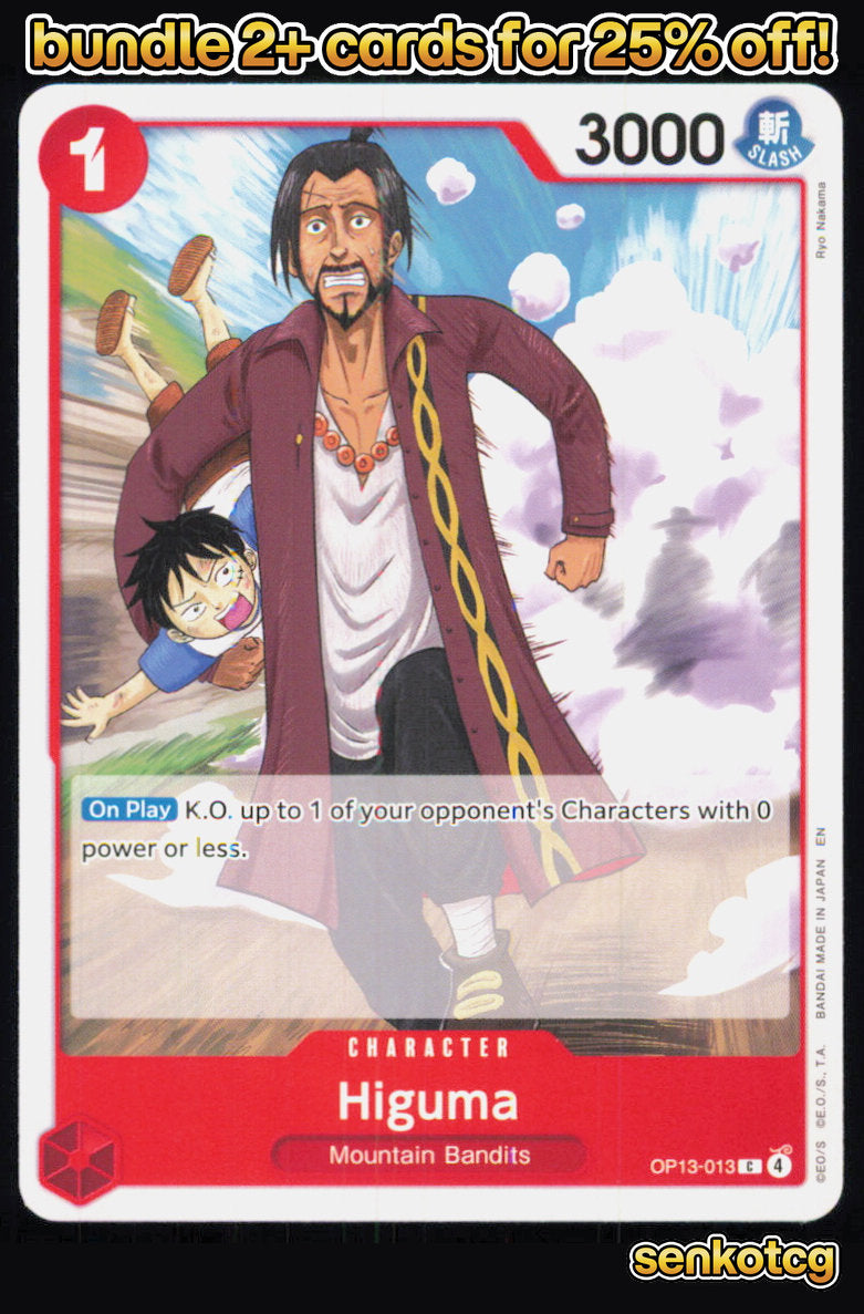 🎴 Higuma OP13-013 Common Carrying On His Will NM