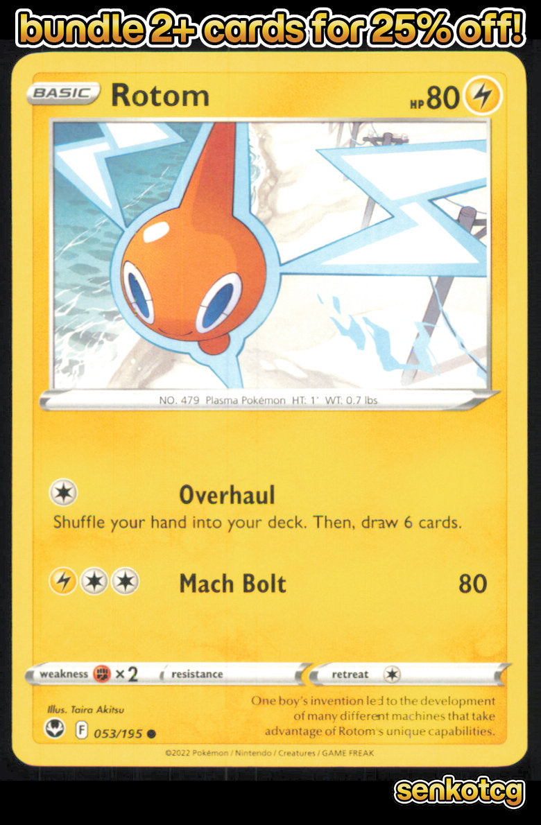 🎴 Rotom 053/195 Common Silver Tempest NM