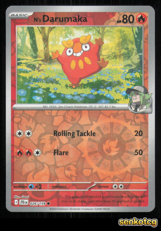 🎴 N's Darumaka 026/159 Reverse Holo Journey Together NM 🎨 Gemi