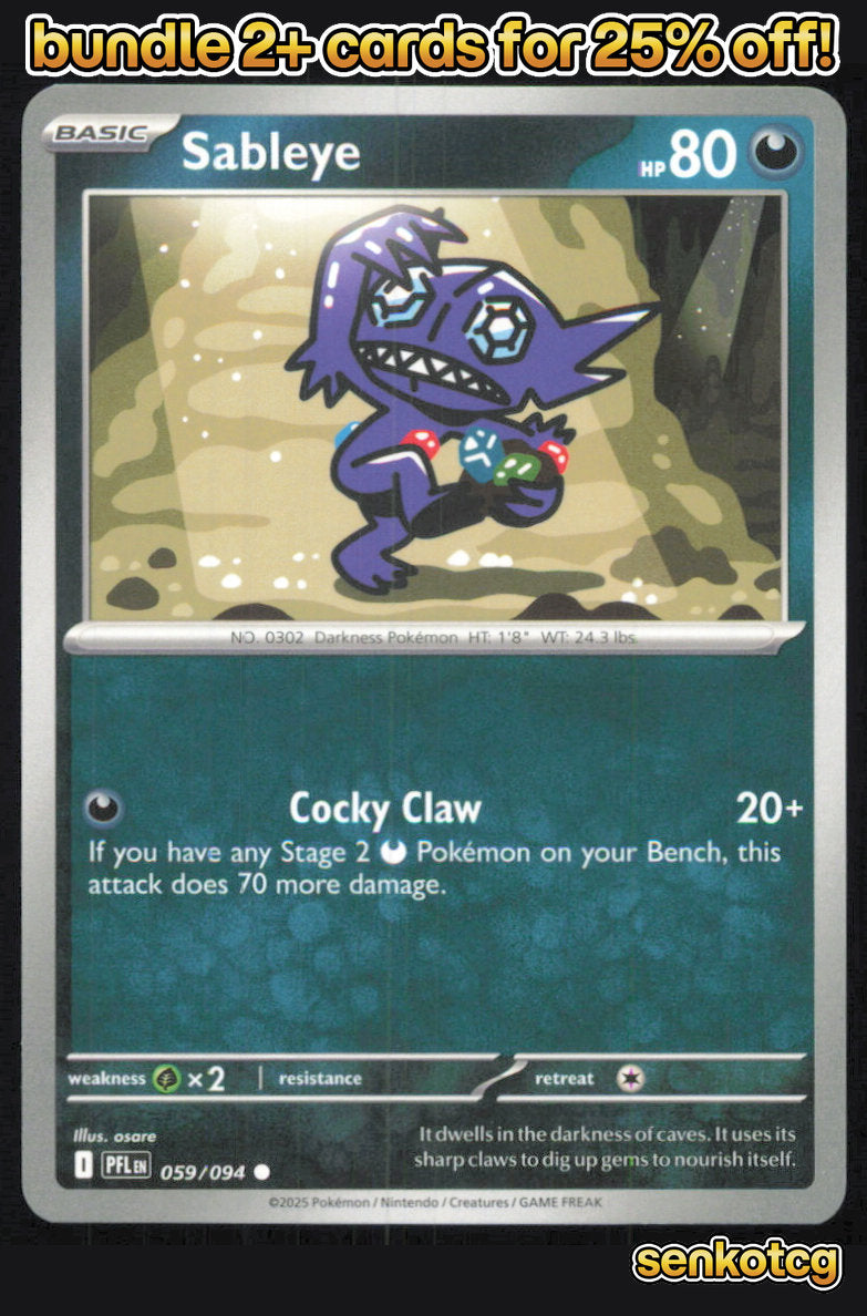🎴 Sableye 059/094 Common Phantasmal Flames NM