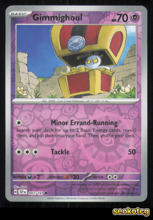 🎴 Gimmighoul 097/191 Reverse Holo Surging Sparks NM 🎨 Scav