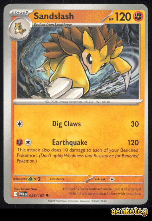 🎴 Sandslash 098/167 Uncommon Twilight Masquerade NM