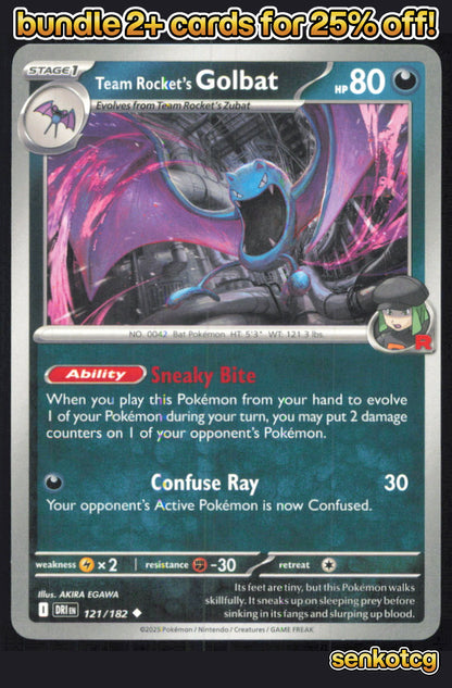 🎴 Team Rocket's Golbat 121/182 Uncommon Destined Rivals NM