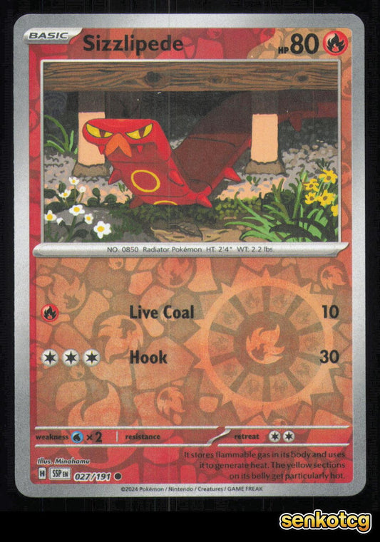 🎴 Sizzlipede 027/191 Reverse Holo Surging Sparks NM 🎨 Minahamu