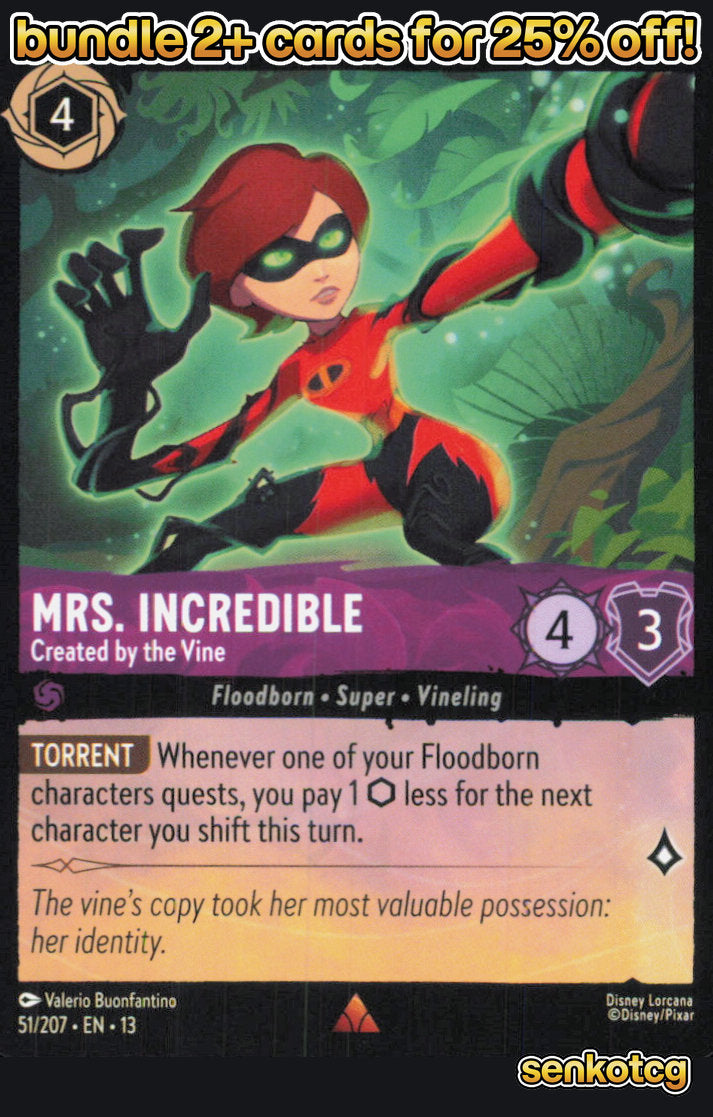 🎴 Mrs. Incredible - Created by the Vine 51/204 Rare Attack of the Vine! NM