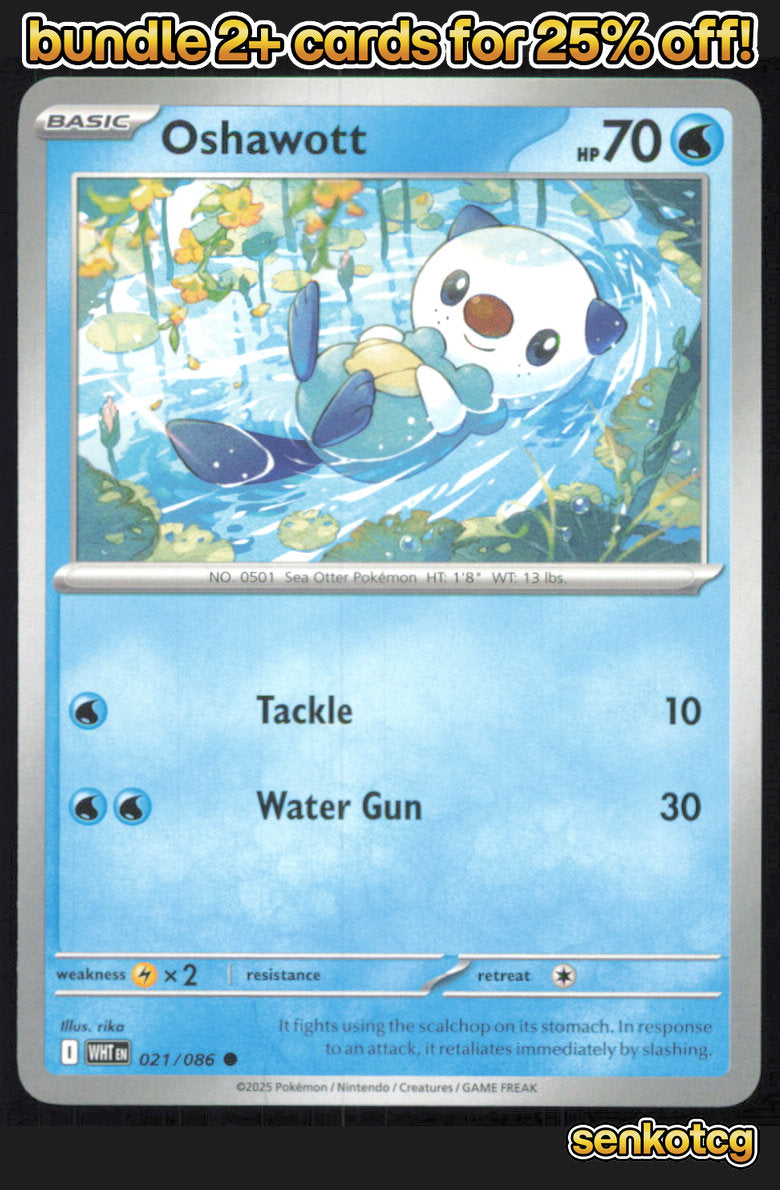🎴 Oshawott 021/086 Common White Flare NM
