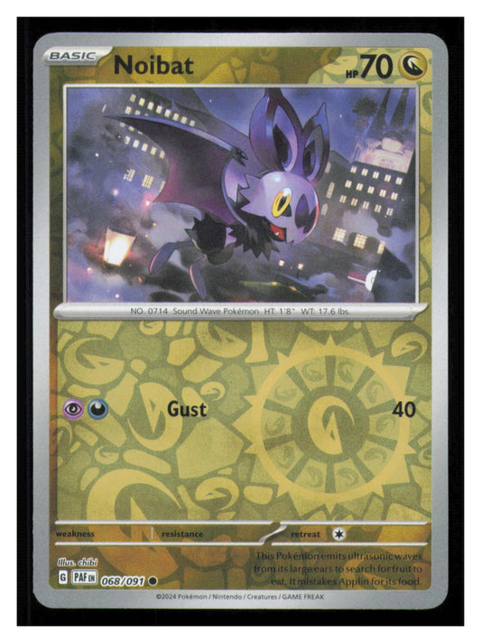 🎴 Noibat 068/091 Reverse Holo Paldean Fates Pokemon NM