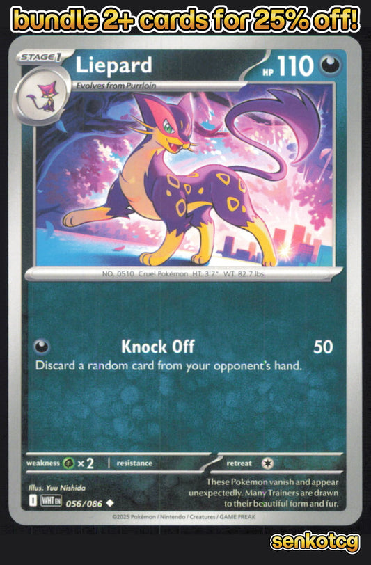 🎴 Liepard 056/086 Uncommon White Flare NM