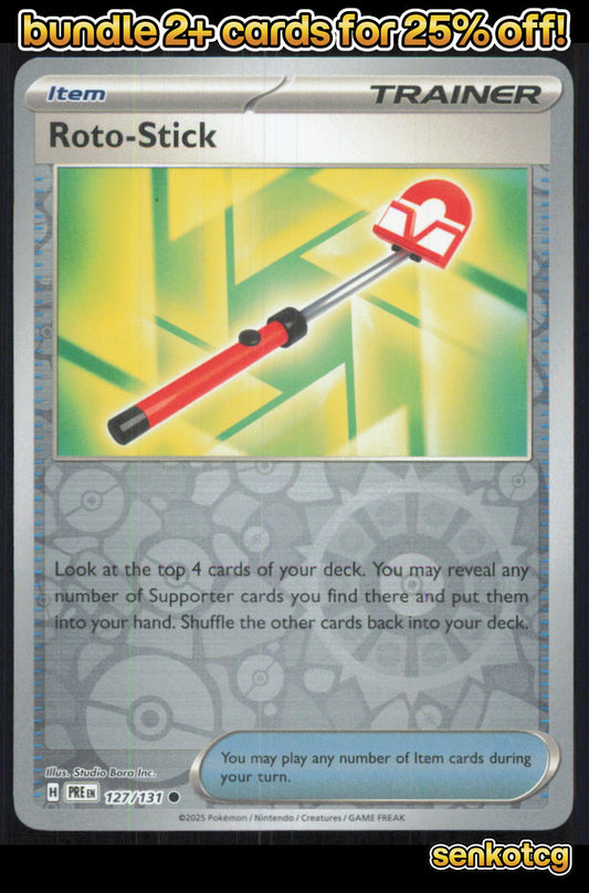 🎴 Roto-Stick 127/131 Common Reverse Holo Prismatic Evolutions NM