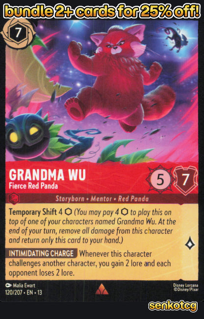 🎴 Grandma Wu - Fierce Red Panda 120/204 Rare Attack of the Vine! NM