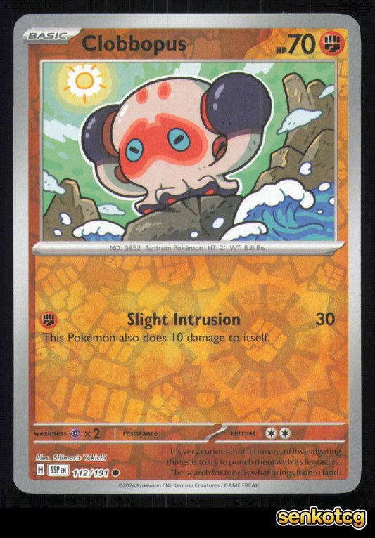 🎴 Clobbopus 112/191 Reverse Holo Surging Sparks NM 🎨 Yukichi