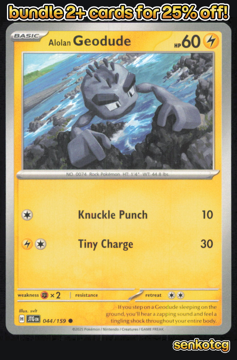 🎴 Alolan Geodude 044/159 Common Journey Together NM