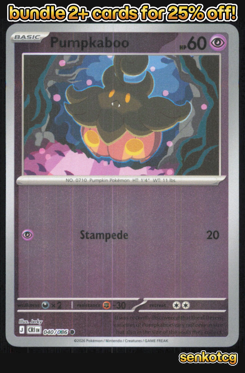 🎴 Pumpkaboo 040/086 Common Reverse Holo Chaos Rising NM 🎨 Jerky