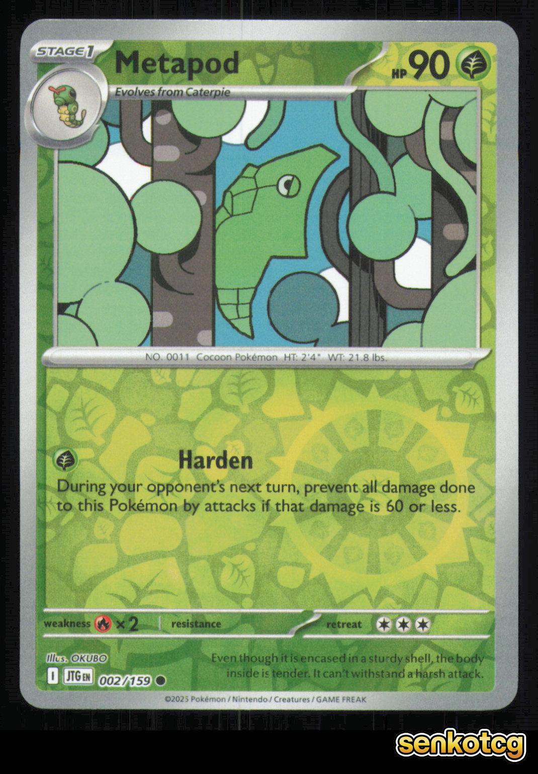 🎴 Metapod 002/159 Reverse Holo Journey Together NM 🎨 OKUBO