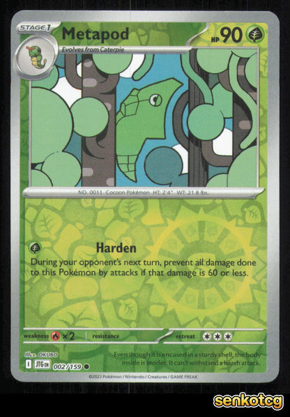 🎴 Metapod 002/159 Reverse Holo Journey Together NM 🎨 OKUBO
