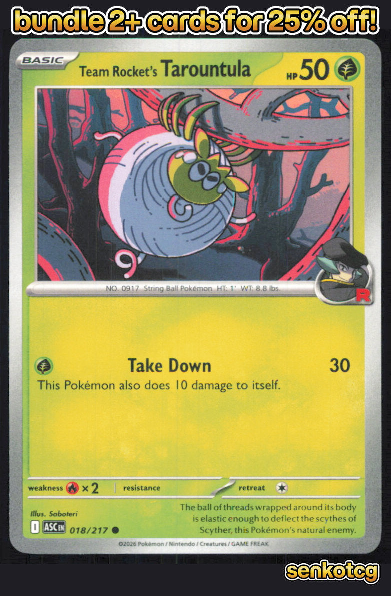 🎴 Team Rocket's Tarountula 018/217 Common Ascended Heroes NM