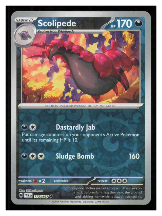 🎴 Scolipede 117/167 Reverse Holo Twilight Masquerade NM 🎨 Shiburingaru