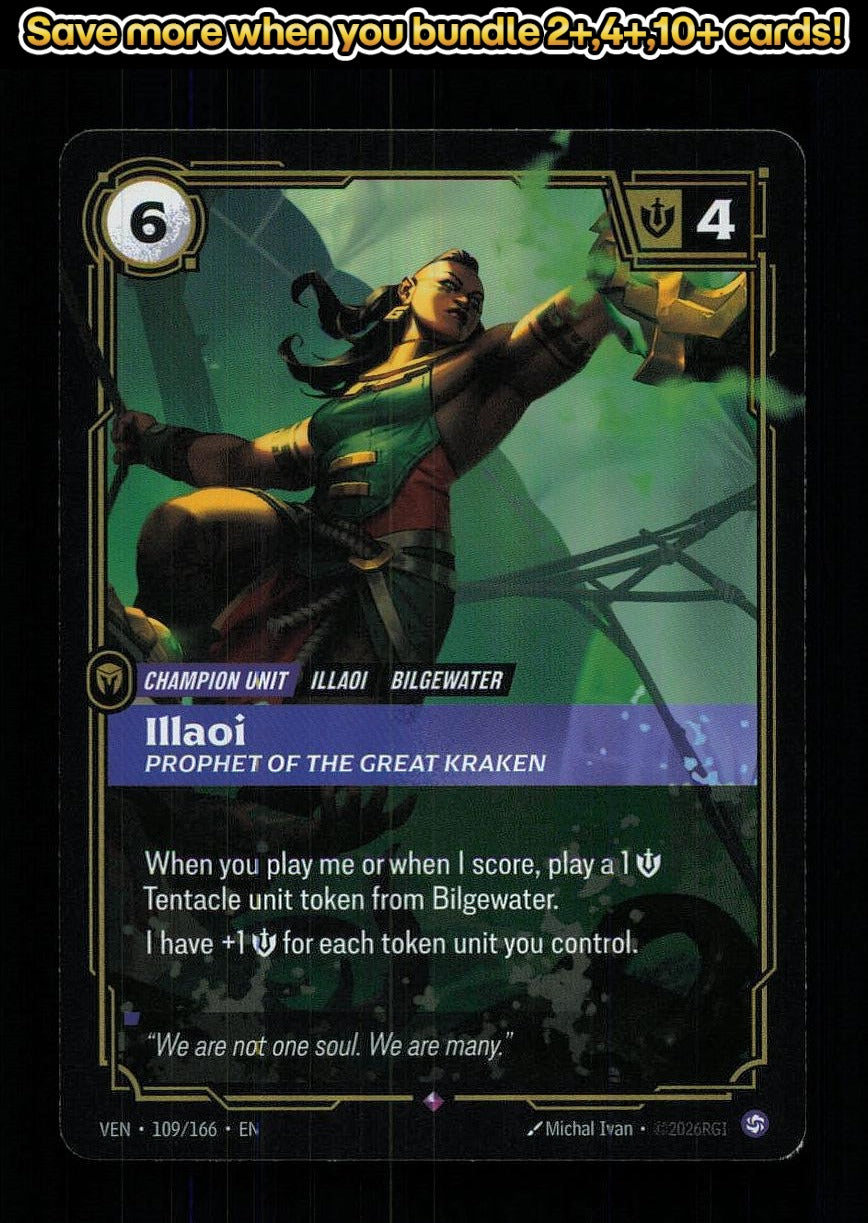 🎴 Illaoi - Prophet of the Great Kraken 109/166 Rare Foil Vendetta NM 🎨 Ivan
